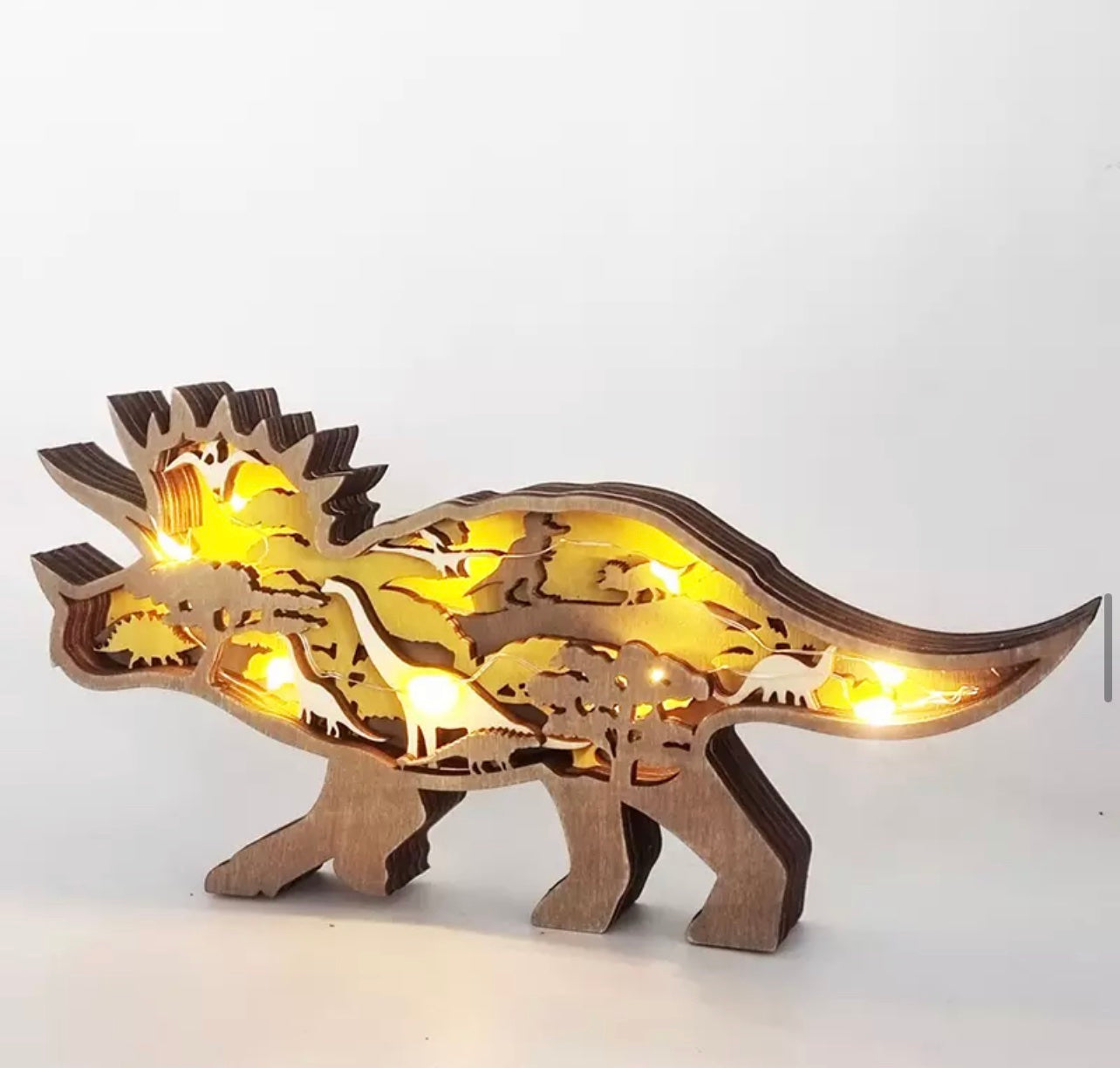 Lampara Triceratops Madera LED